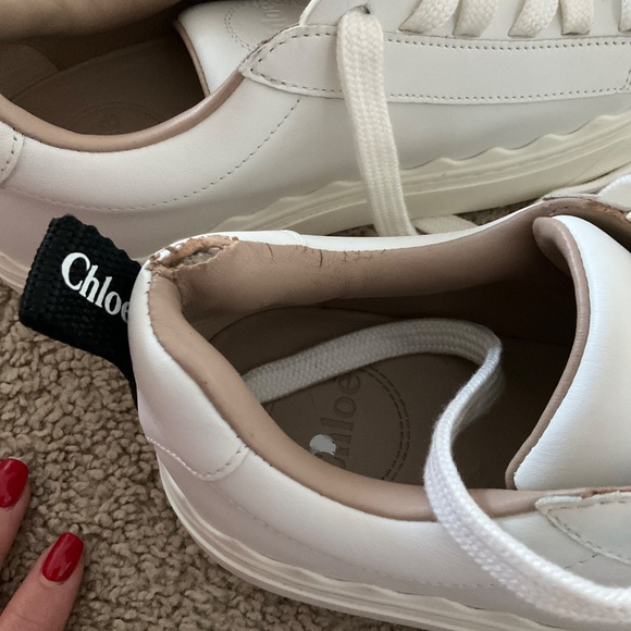 CHLOE - Net Sustain Lauren Scalloped Leather Sneakers - Picture 7 of 7